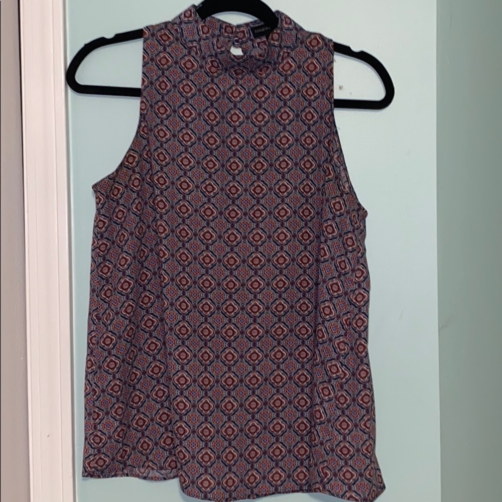 Mosaic printed mock neck blouse